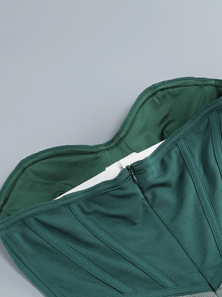 PENNY - שמלת מקסי כתף אחת דרייפ נצנצים קורסט