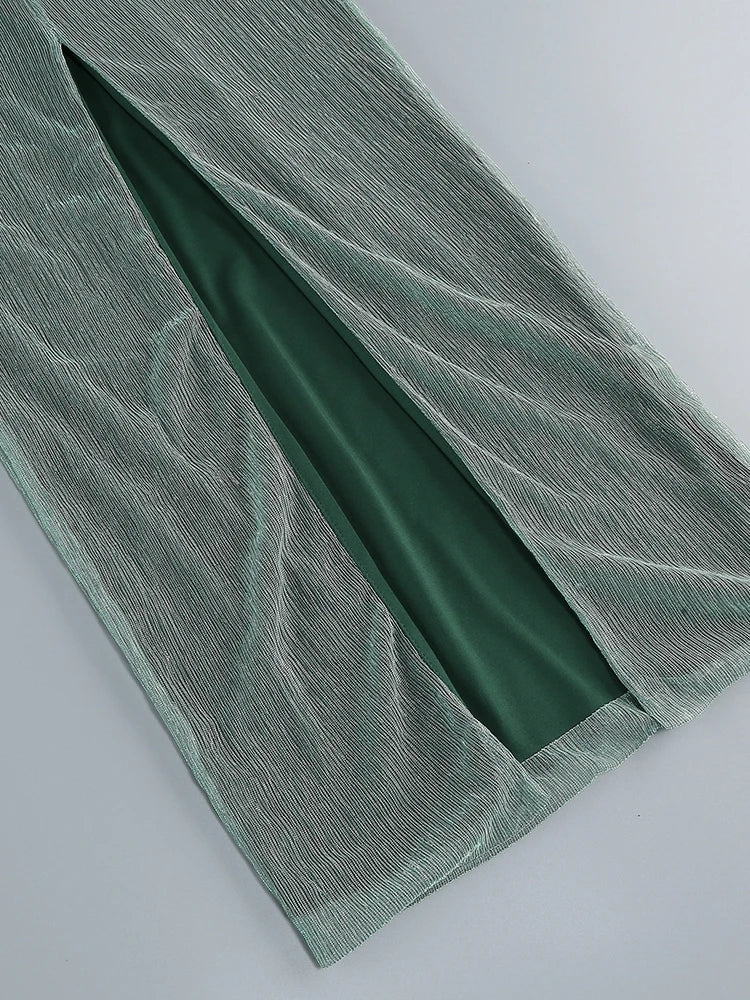 PENNY - שמלת מקסי כתף אחת דרייפ נצנצים קורסט