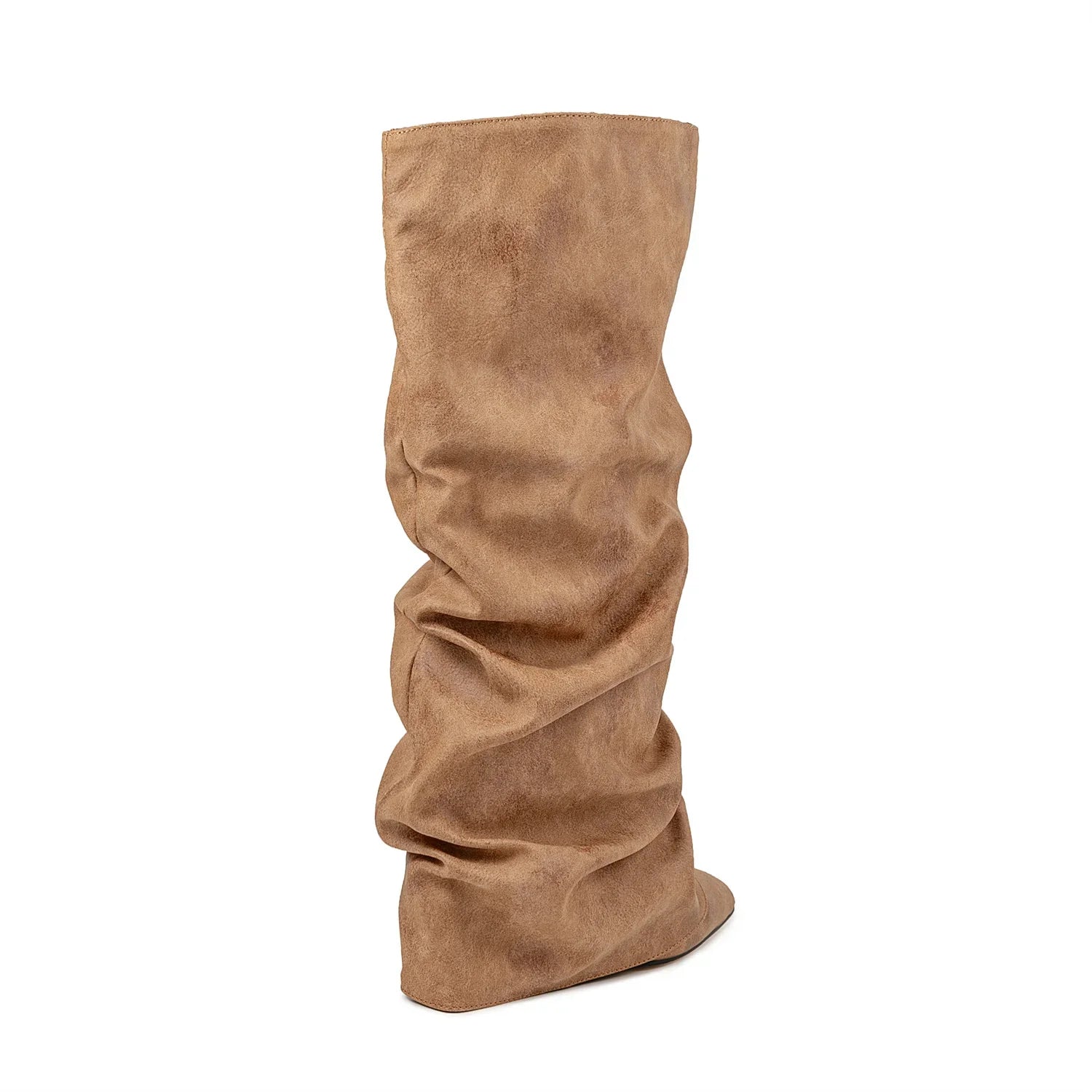 GRACE - מגפי ברך ווג' מקופלים בוהן מחודדת