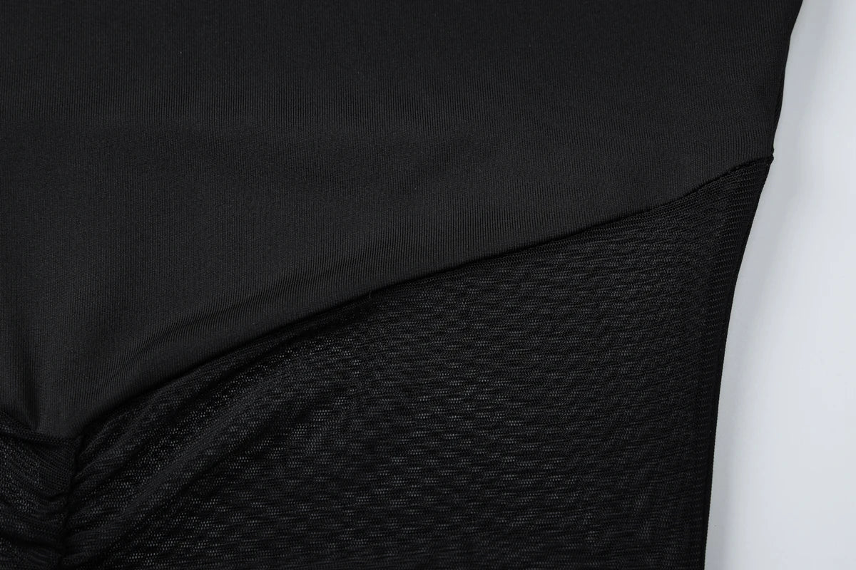 LUCY - שמלת מקסי מש שקופה שרוול ארוך קפלים