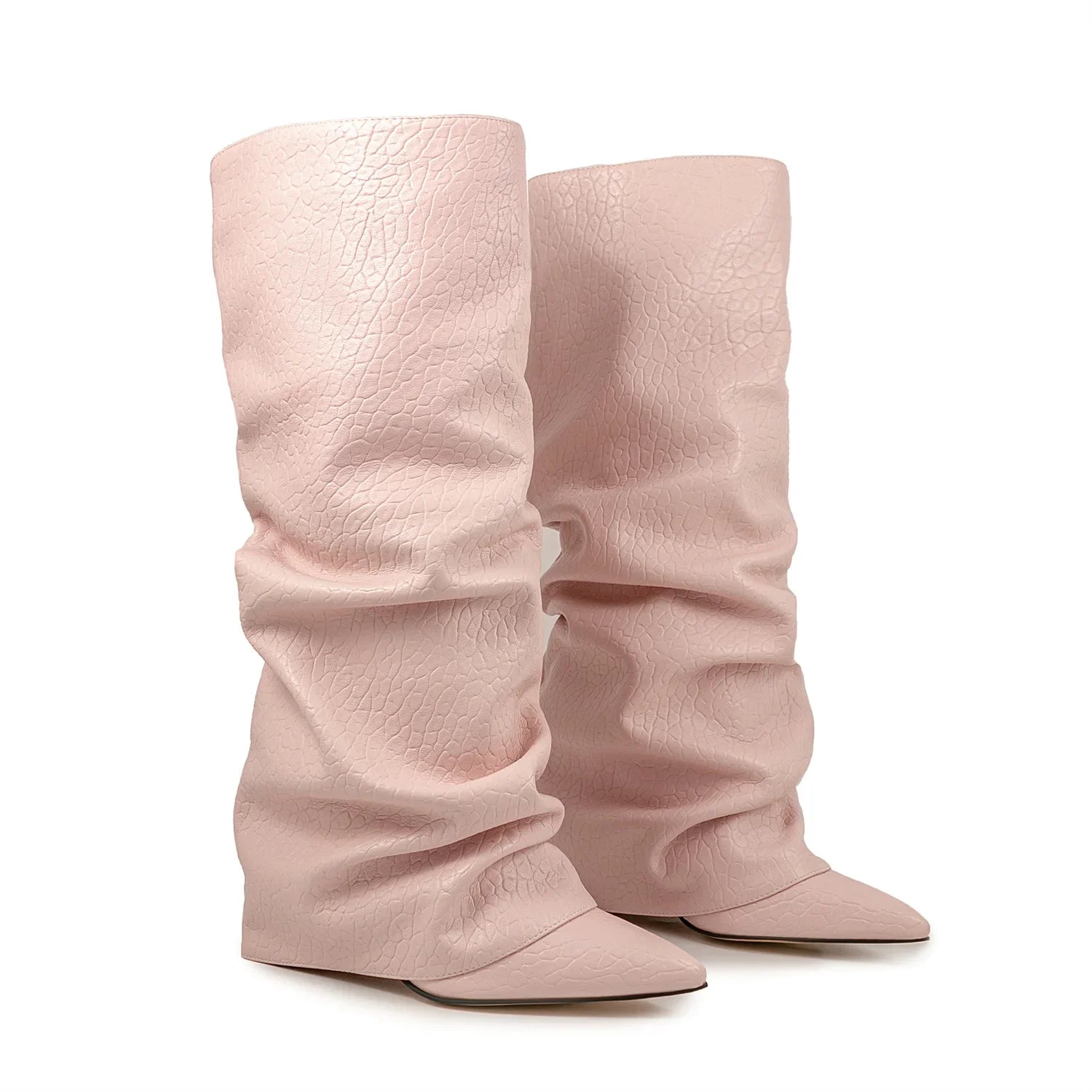 GRACE - מגפי ברך ווג' מקופלים בוהן מחודדת