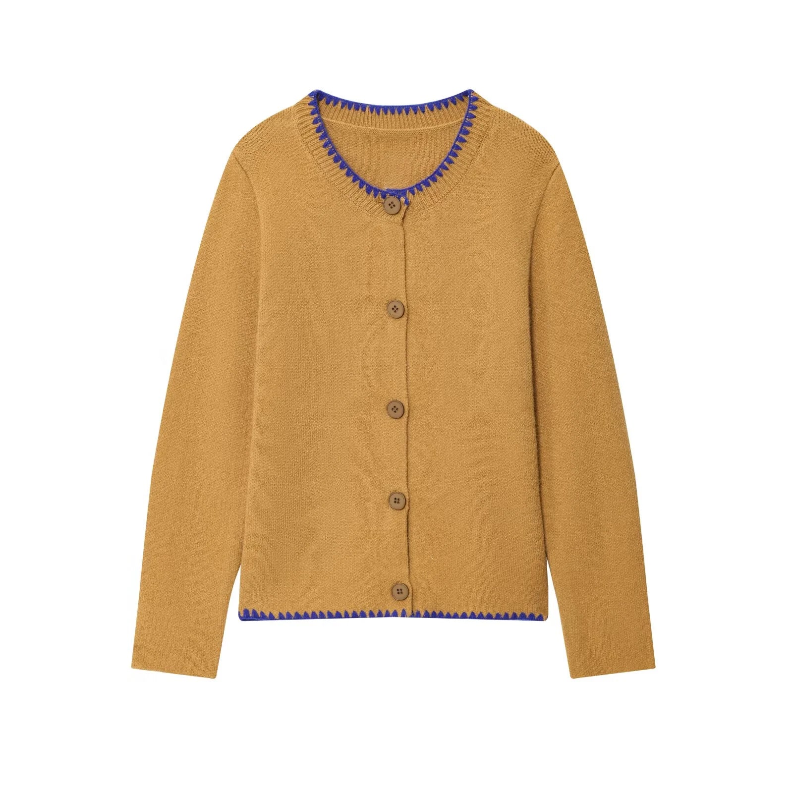 LATTE – סט סריגים: קרדיגן וגופייה תואמים עם פסים בגוון חרדל