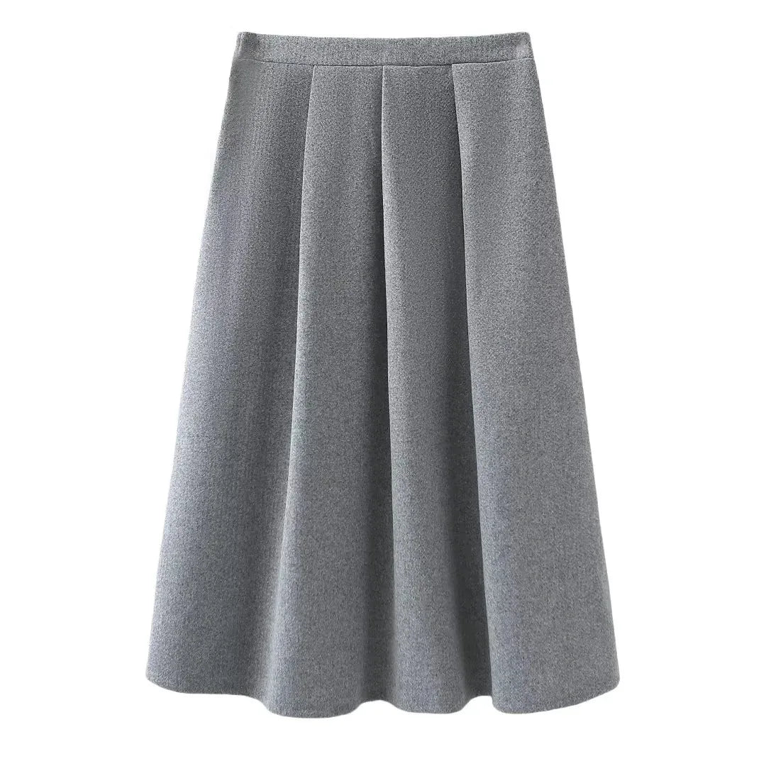 GRACE - סט חליפת צמר בלייזר וחצאית פליסה