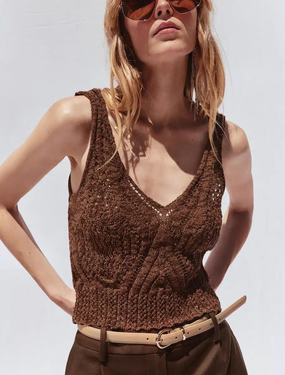 ALMA – גופיית סריג מחוררת בגזרת Slim Fit