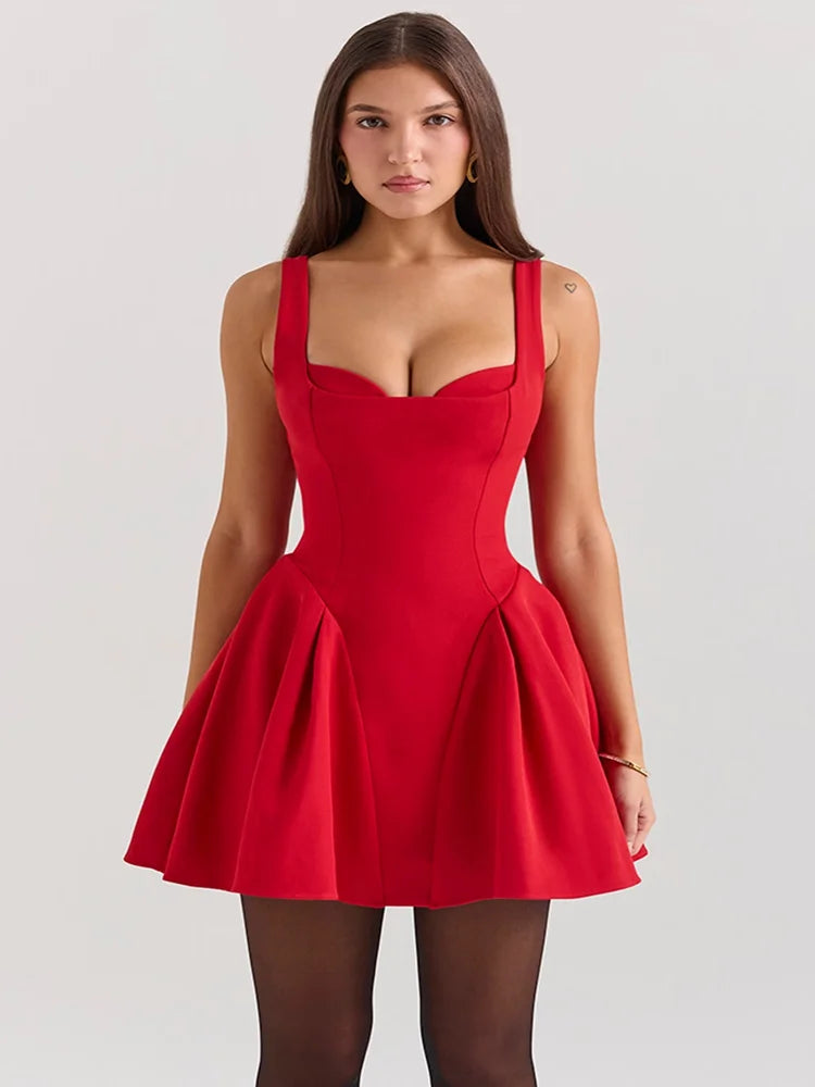 JOY - שמלת מיני A-line רוכסן כתפיות מרובע