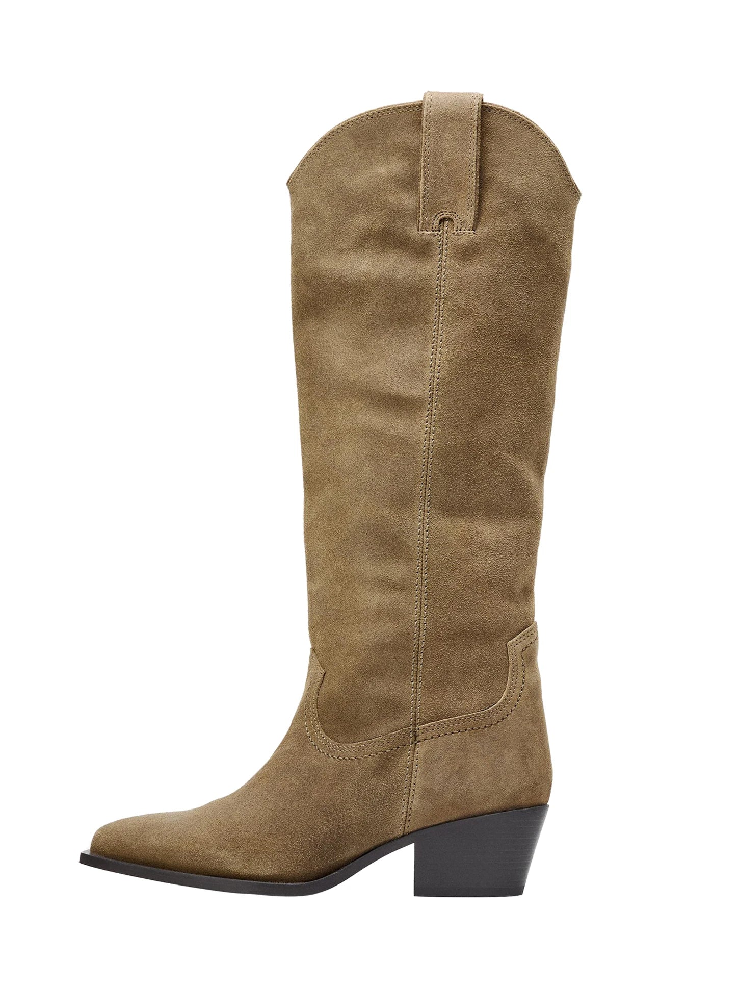 EDGE - מגפי קאובוי זמש עקב עבה בוהן מחודדת