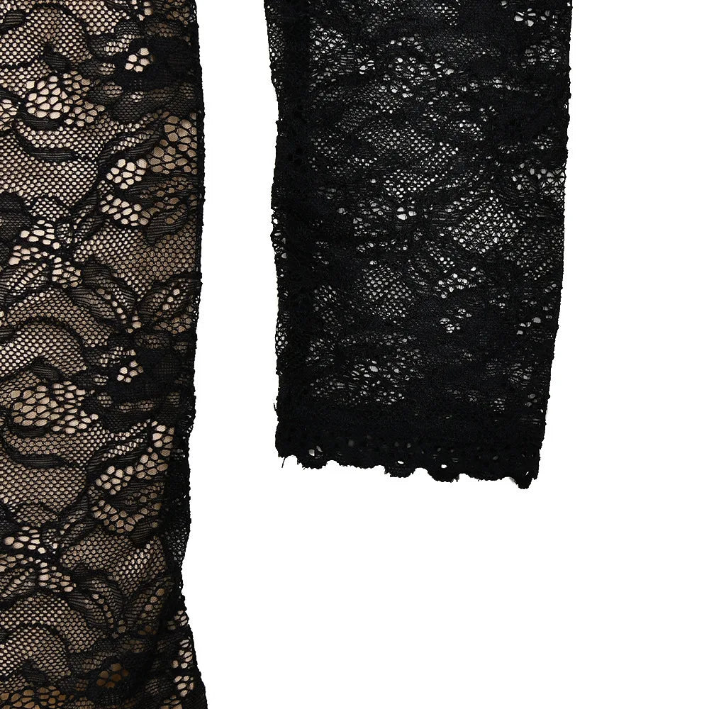 TERRA - שמלת תחרה מיני שרוולים ארוכים