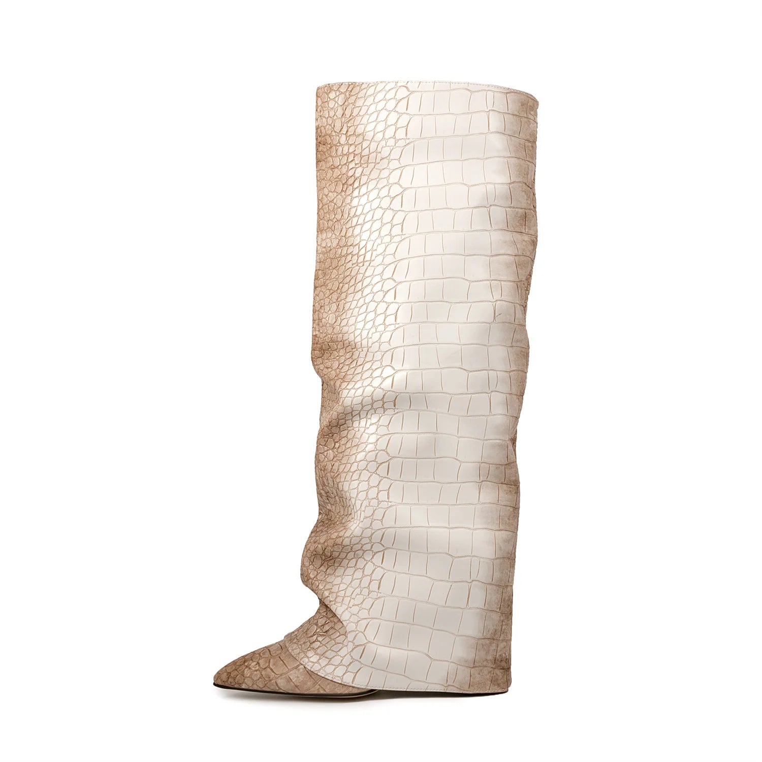 GRACE - מגפי ברך ווג' מקופלים בוהן מחודדת