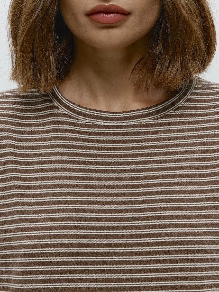 ECHO - חולצת כותנה עם פסים וצווארון עגול