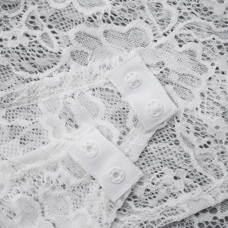 GEFEN – סט תחרה שקוף עם כתפיים חשופות וחצאית נשפכת