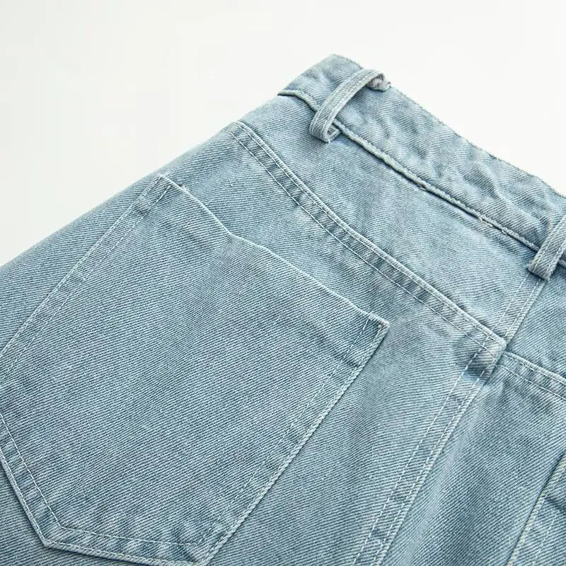 RAYA – סט ג'ינס: ז'קט ומכנסיים ישרים בתכלת