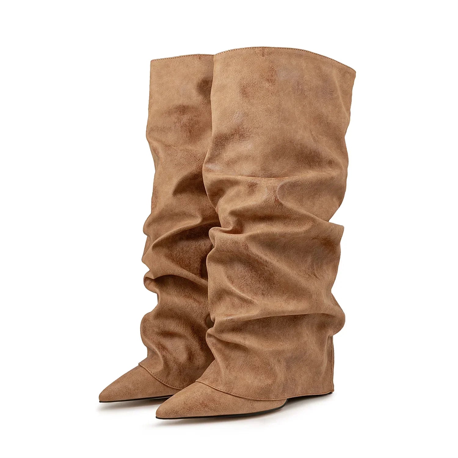 GRACE - מגפי ברך ווג' מקופלים בוהן מחודדת