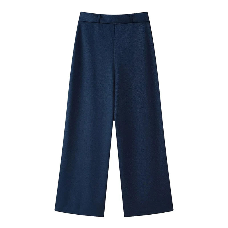 NOELLE – סט מחויט: טופ ומכנסיים מתרחבים עם חגורה