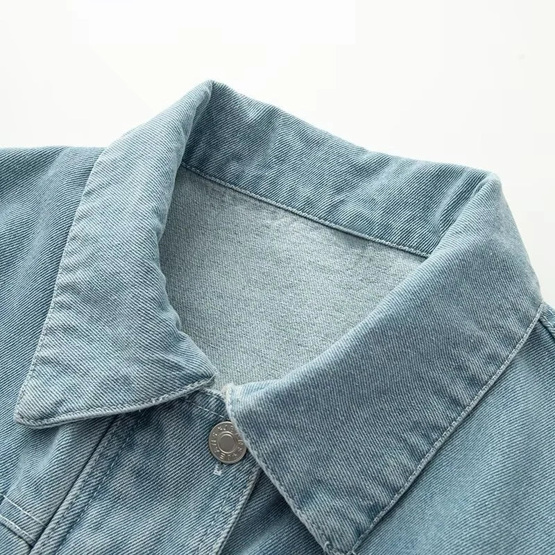 RAYA – סט ג'ינס: ז'קט ומכנסיים ישרים בתכלת