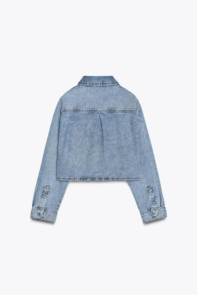 IVORY - סט ג'ינס ג'קט ומכנסיים רחבים