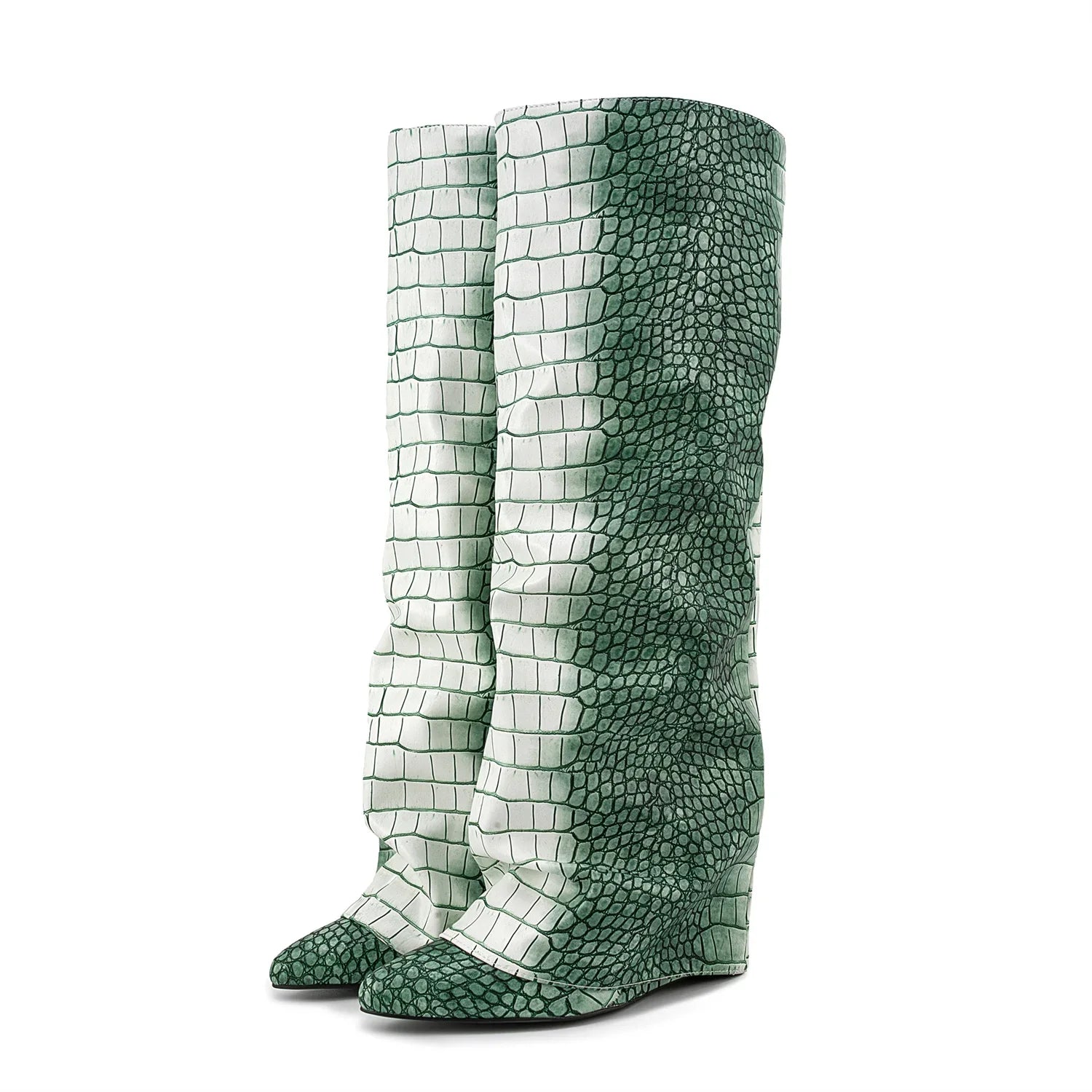 GRACE - מגפי ברך ווג' מקופלים בוהן מחודדת