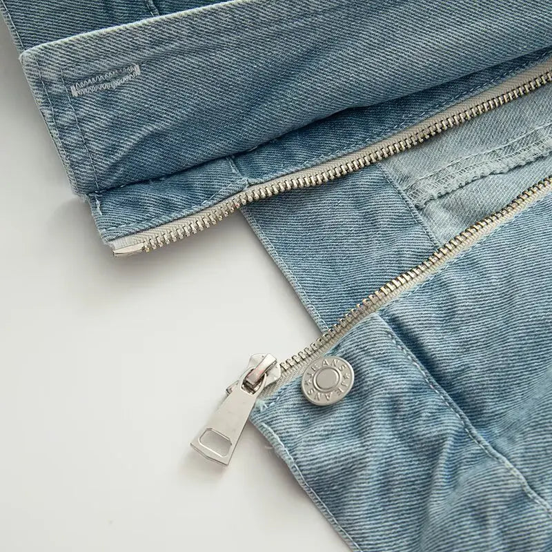 RAYA – סט ג'ינס: ז'קט ומכנסיים ישרים בתכלת