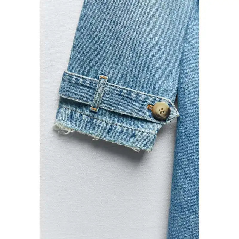 VITTORIA – מעיל ג׳ינס ארוך בגזרת טרנץ׳ עם חגורה