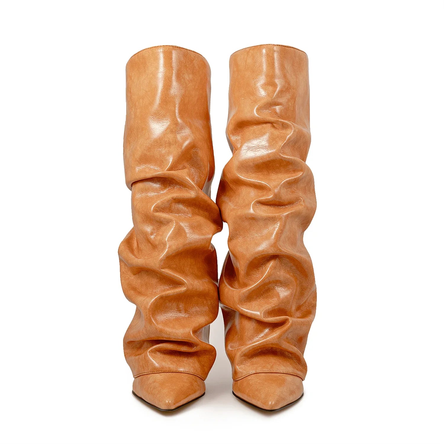 GRACE - מגפי ברך ווג' מקופלים בוהן מחודדת