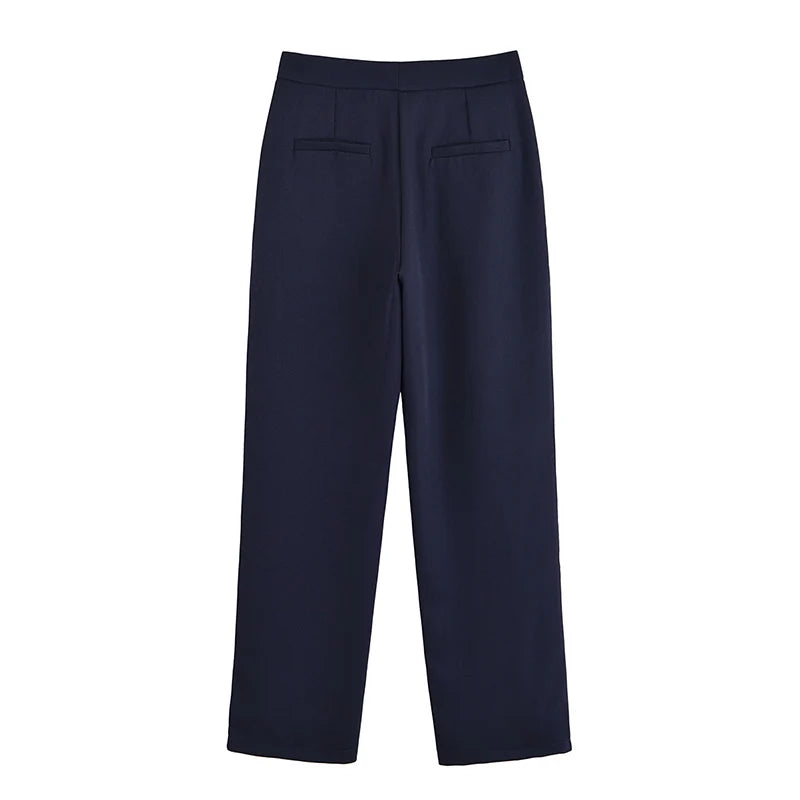 SORA – מכנסיים ישרים בגזרה גבוהה בנייבי