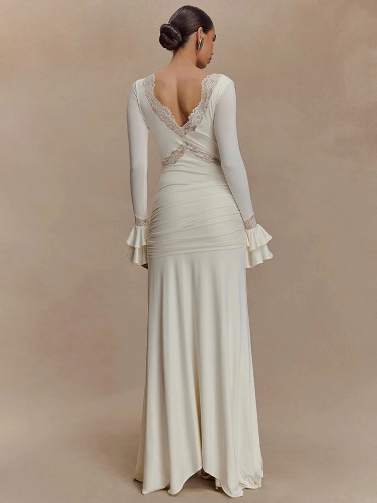 CELESTE - שמלת מקסי תחרה גב חשוף