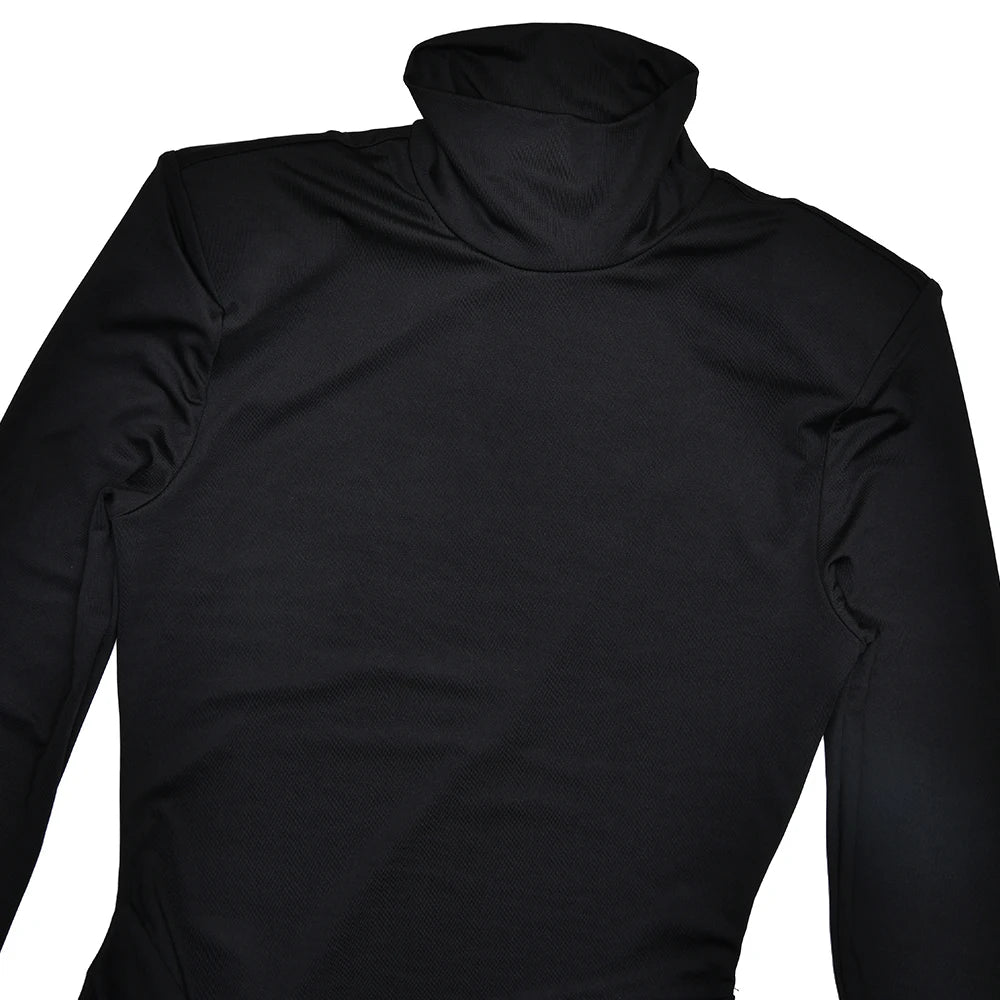 LANE - שמלת מקסי שסע גבוה בנדאז' צווארון גולף שרוול ארוך