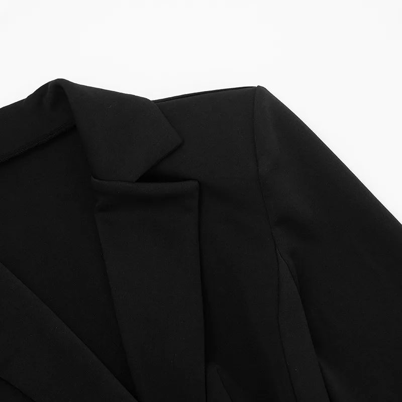 POPPY - שמלת בלייזר מיני V עמוק מותן גבוה שרוול ארוך