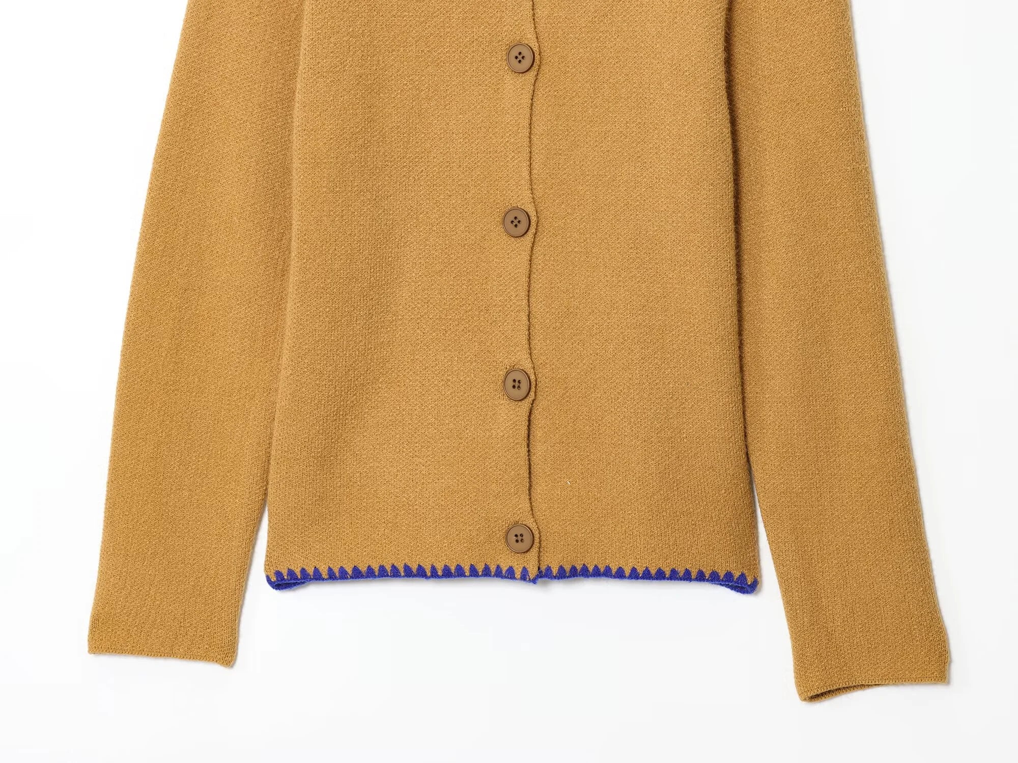 LATTE – סט סריגים: קרדיגן וגופייה תואמים עם פסים בגוון חרדל