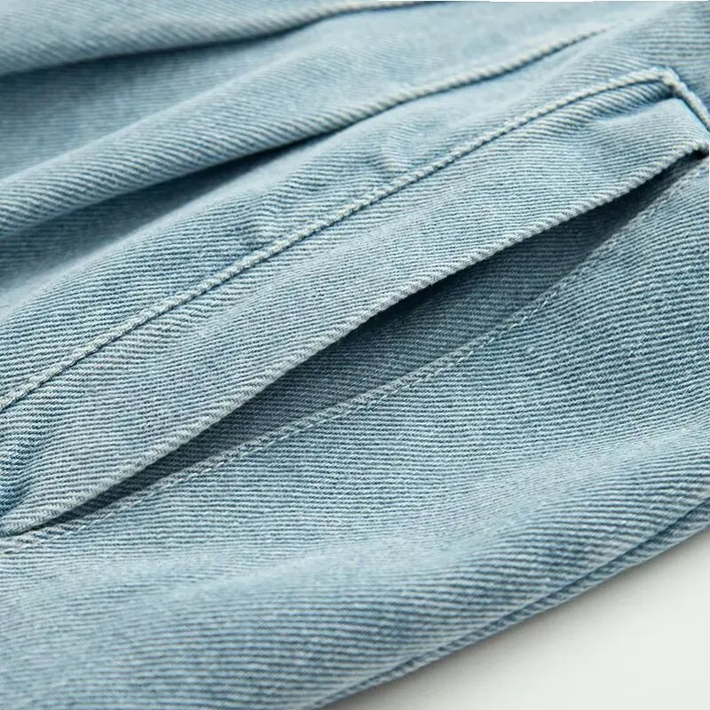 RAYA – סט ג'ינס: ז'קט ומכנסיים ישרים בתכלת