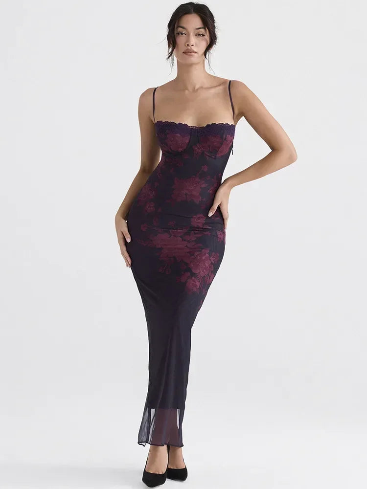 ASPEN - שמלת מקסי רצועות דקות וגב חשוף