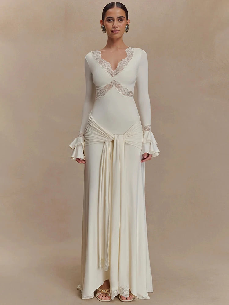 CELESTE - שמלת מקסי תחרה גב חשוף