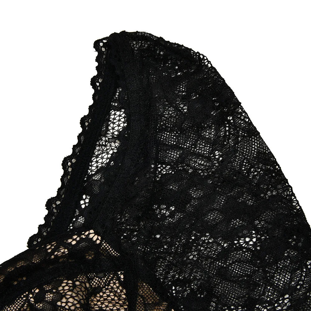 TERRA - שמלת תחרה מיני שרוולים ארוכים