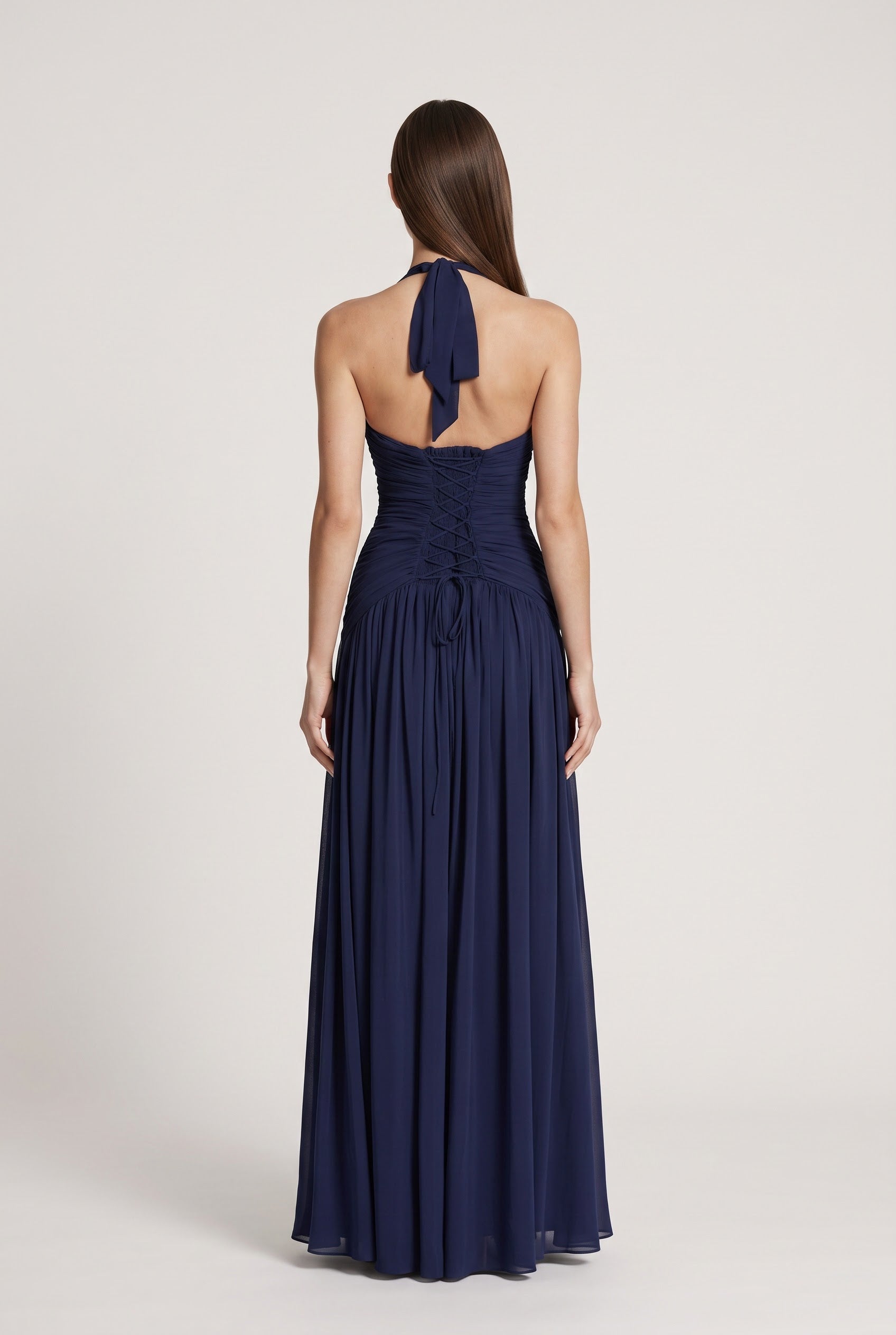 שמלת אמי | שמלת מקסי קולר עם מחוך ושסע
