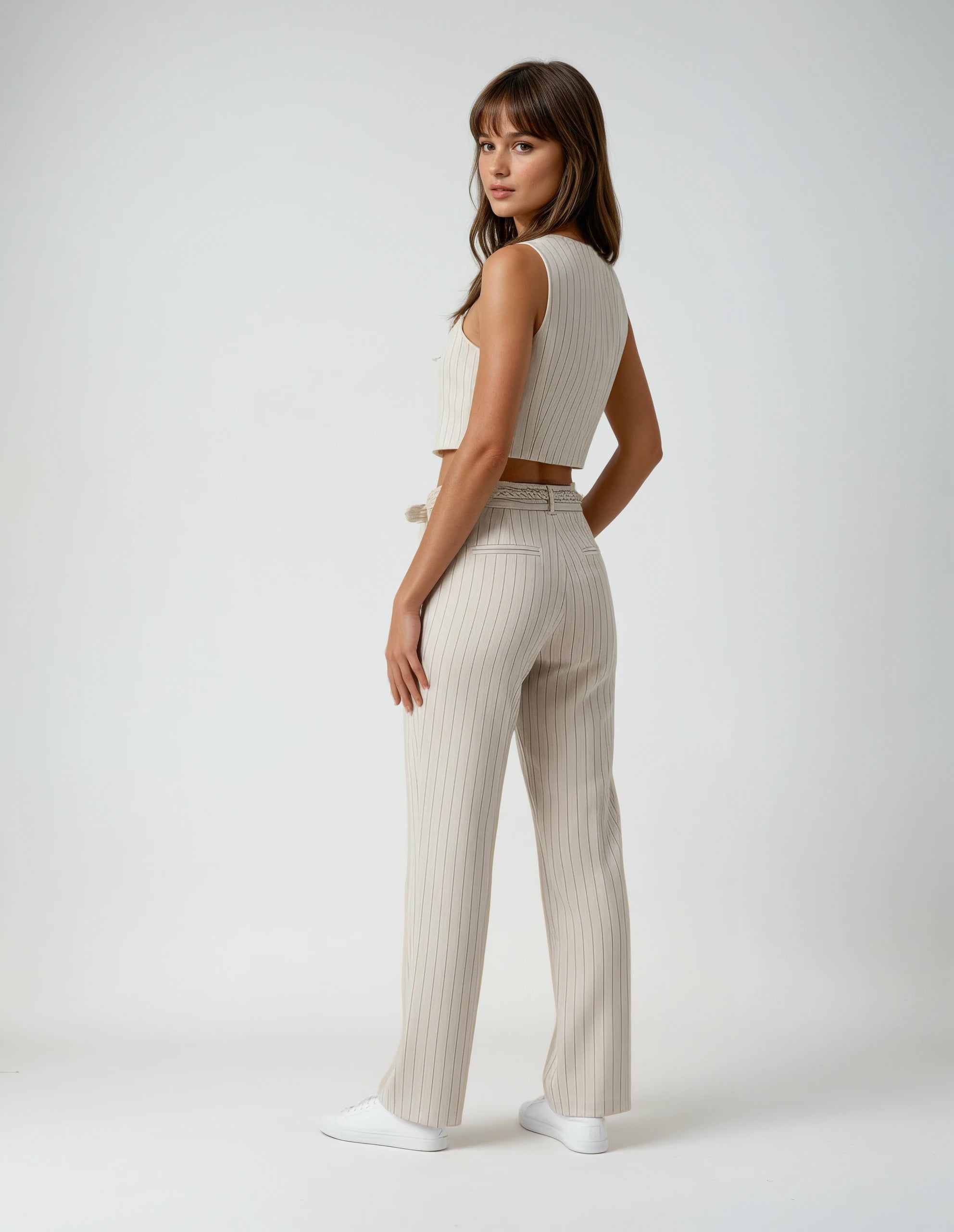 COCO – סט פסים אלגנטי עם טופ ומכנסיים ישרים