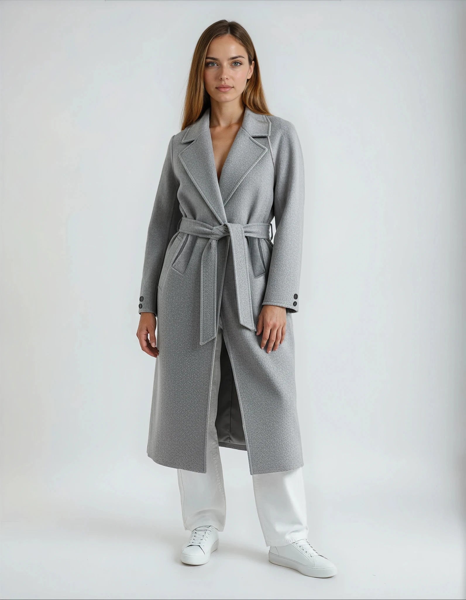 RENÉE – מעיל ארוך רך בגזרת מעטפת עם חגורה