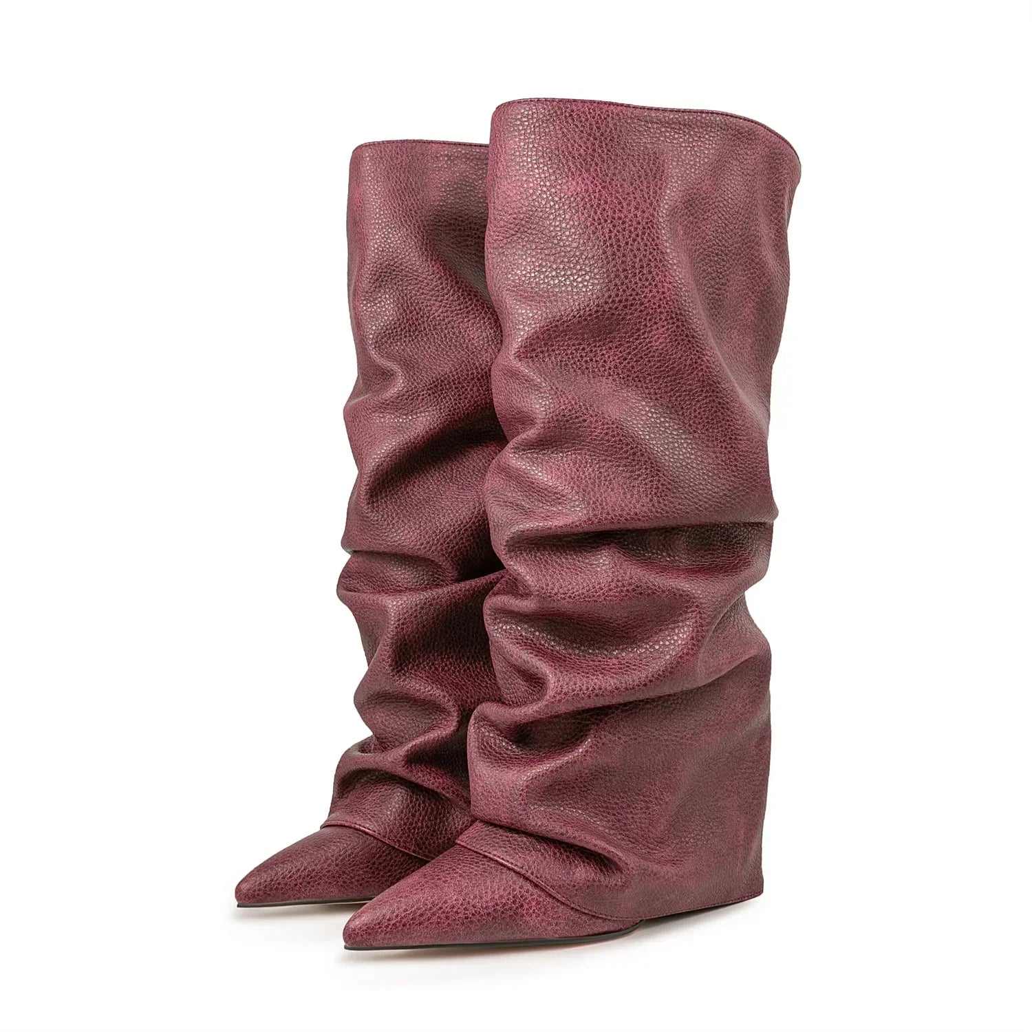 GRACE - מגפי ברך ווג' מקופלים בוהן מחודדת