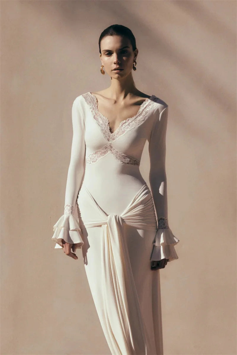 CELESTE - שמלת מקסי תחרה גב חשוף