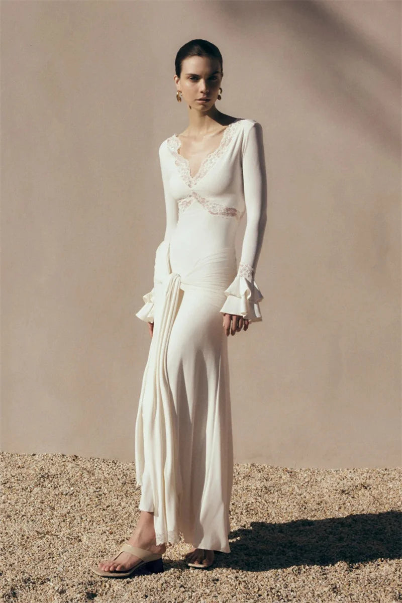 CELESTE - שמלת מקסי תחרה גב חשוף