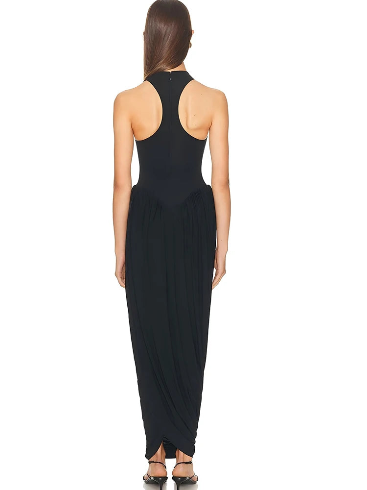 MADRID - שמלת מקסי דרייפ ללא שרוולים מותן גבוה