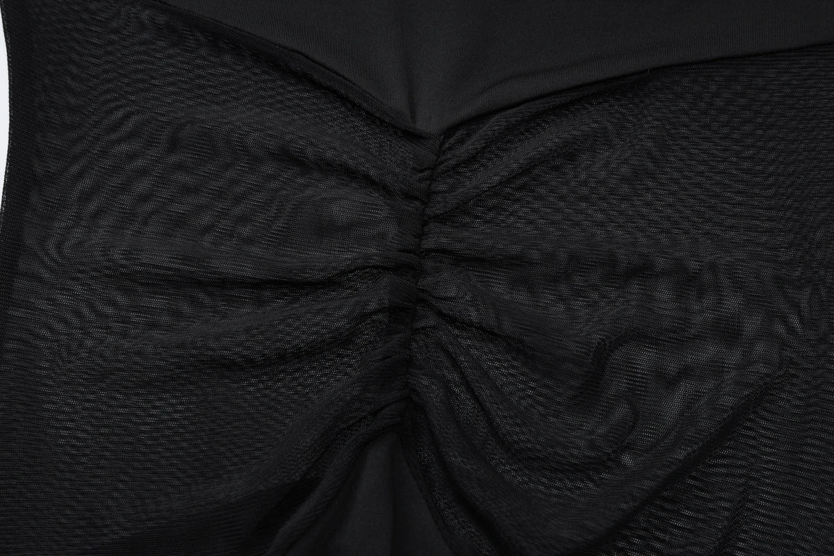 LUCY - שמלת מקסי מש שקופה שרוול ארוך קפלים