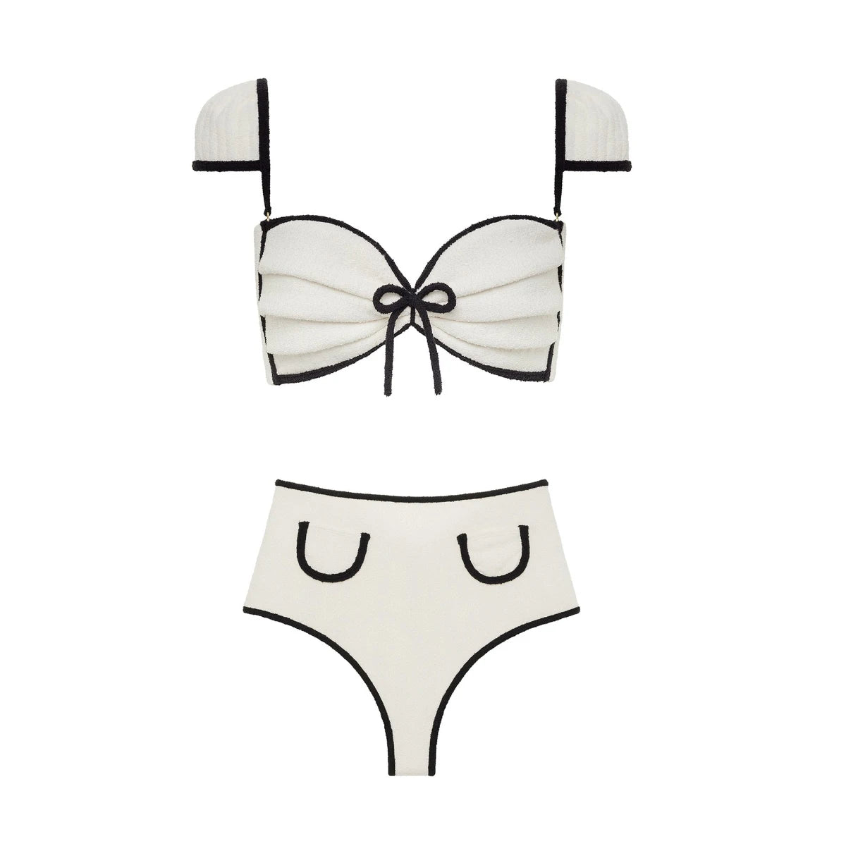 MILA – סט ביקיני בגזרה גבוהה עם עיטורים שחורים