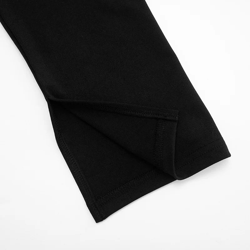 NOELLE - שמלת מיני V עמוק קפלים שרוול ארוך מותן גבוה