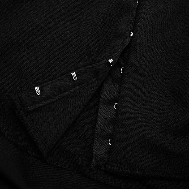 NOELLE - שמלת מיני V עמוק קפלים שרוול ארוך מותן גבוה