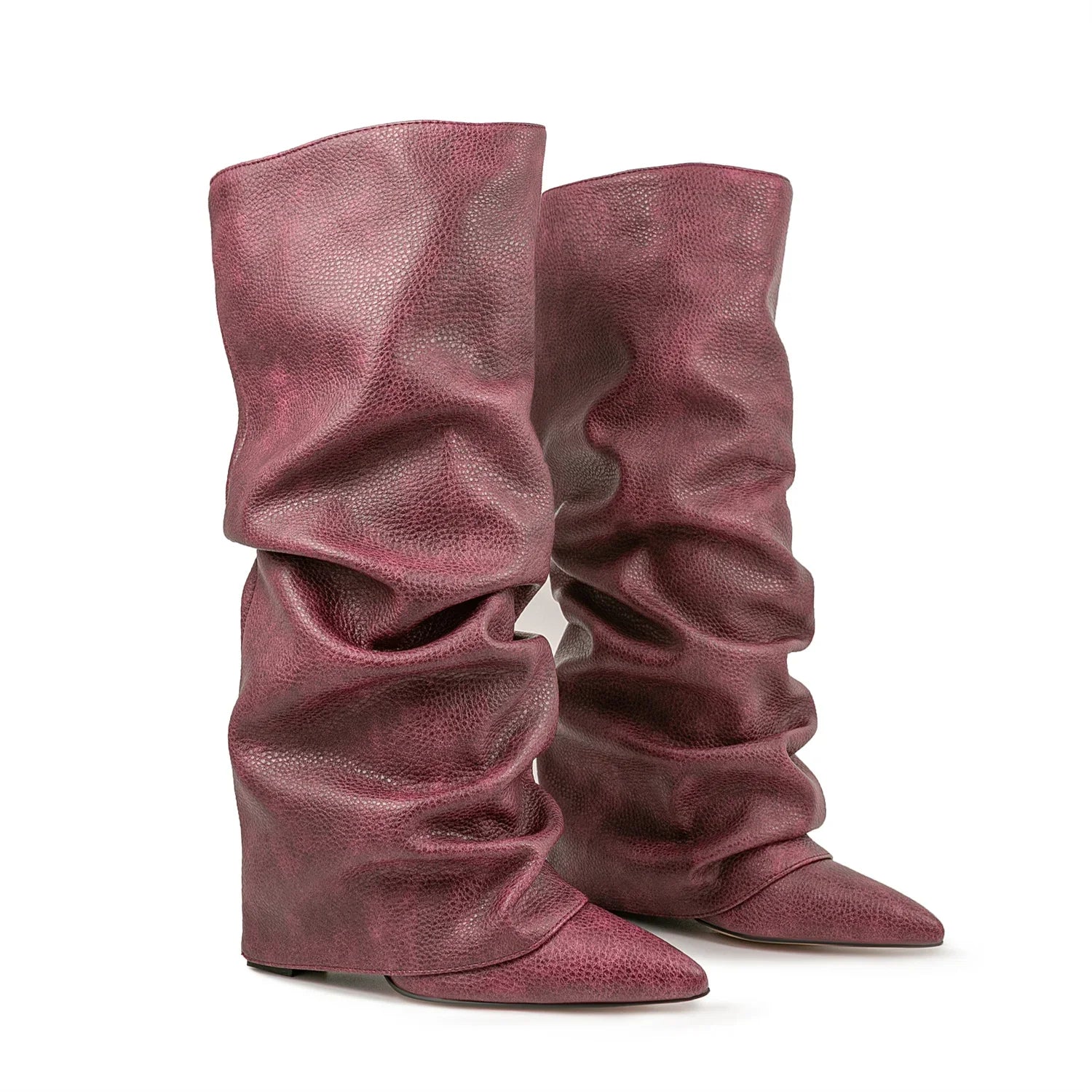 GRACE - מגפי ברך ווג' מקופלים בוהן מחודדת