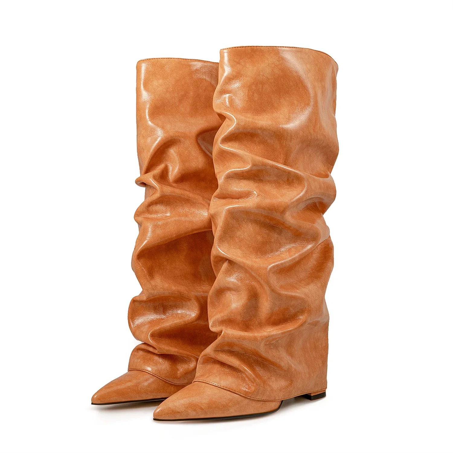 GRACE - מגפי ברך ווג' מקופלים בוהן מחודדת