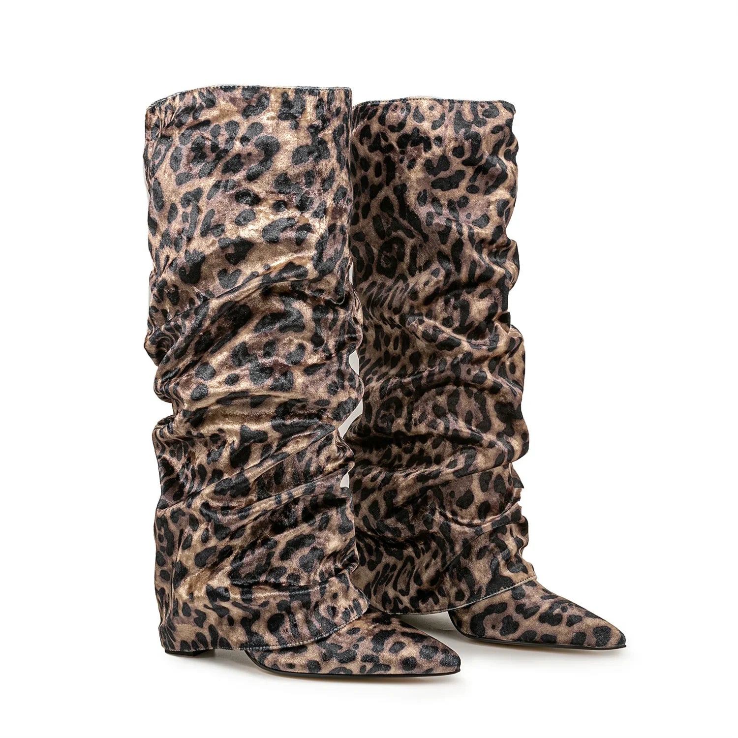 GRACE - מגפי ברך ווג' מקופלים בוהן מחודדת