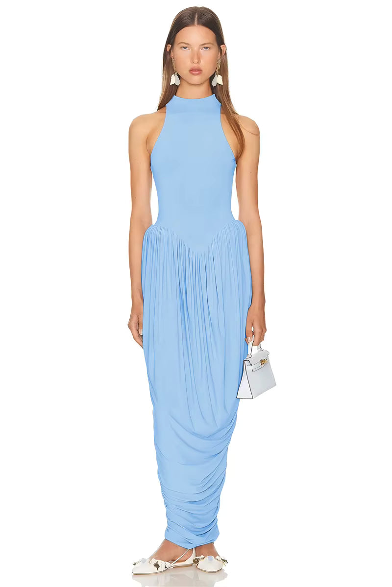 MADRID - שמלת מקסי דרייפ ללא שרוולים מותן גבוה