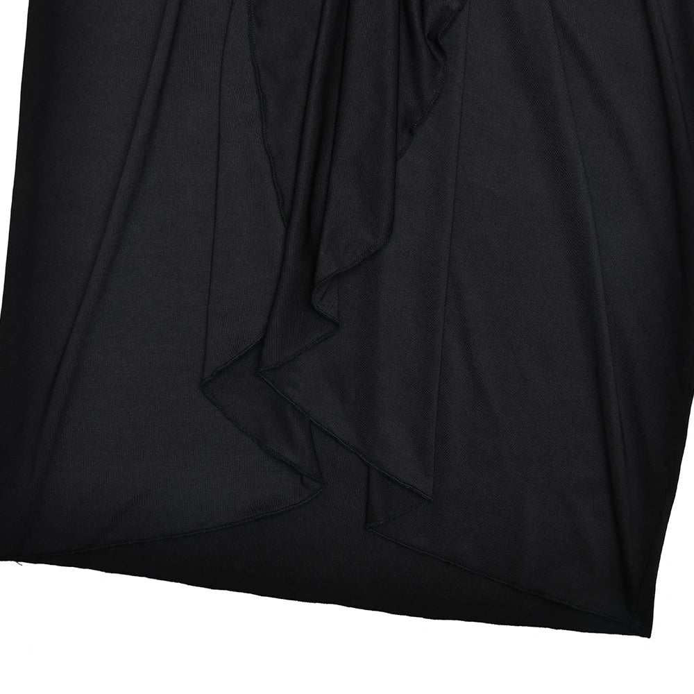 LANE - שמלת מקסי שסע גבוה בנדאז' צווארון גולף שרוול ארוך