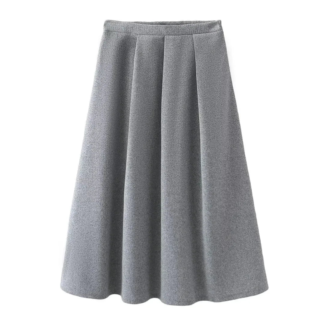 GRACE - סט חליפת צמר בלייזר וחצאית פליסה