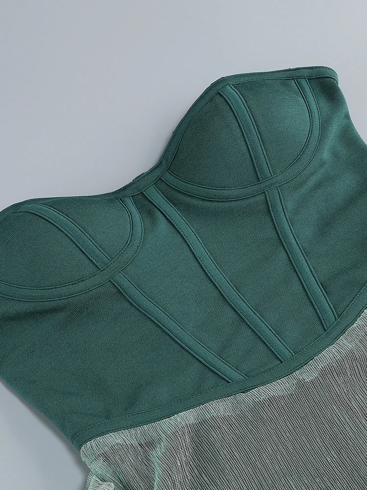 PENNY - שמלת מקסי כתף אחת דרייפ נצנצים קורסט